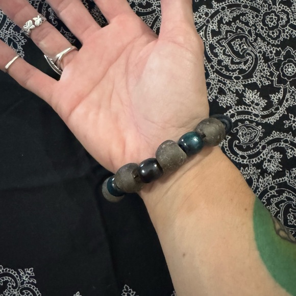 JUNGLE HIPPIE BRACELET - handmade sea glass, wood, ceramic - one of a kind - Picture 4 of 6